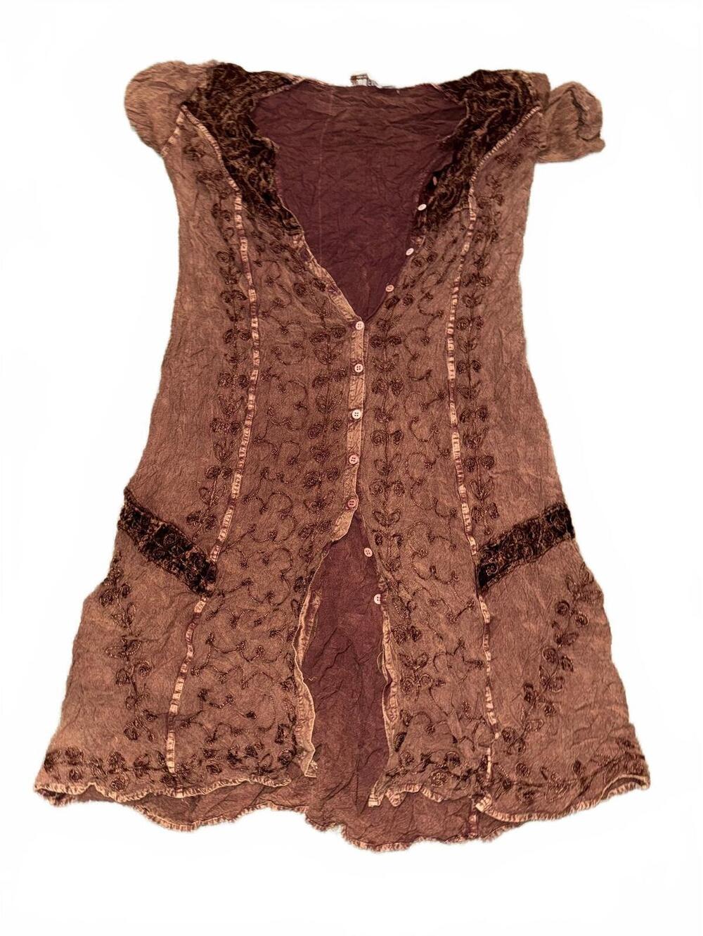 Vintage Women's Boutique Studio East New York Brown Embellished Cardigan Size XL